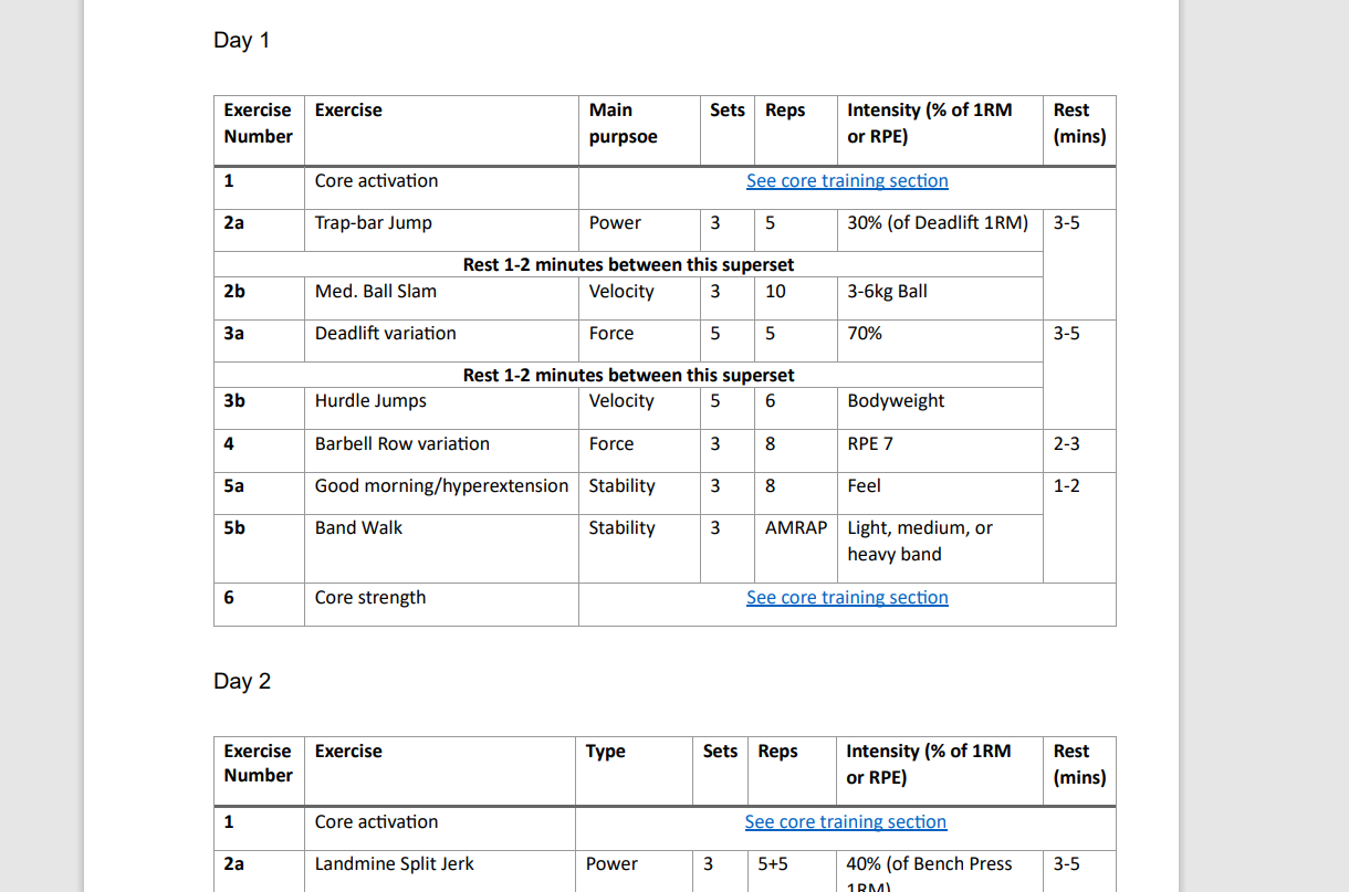 General Speed- and Power Program (8 weeks) - Image 2